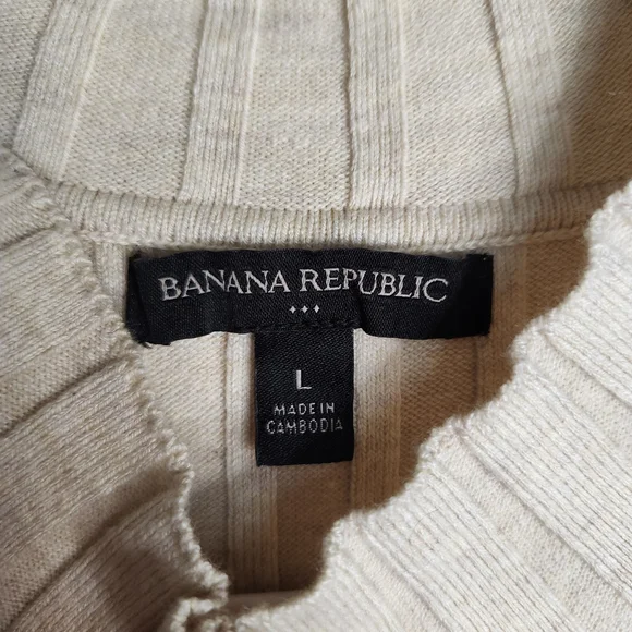 Banana Republic Ribbed Knit Midi Dress Sleeveless Mock Neck Neutral Capsule L - Picture 4 of 5